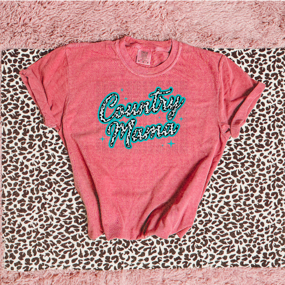 Country mama white leopard filled (Wildflower Wrangler) DTF Transfer
