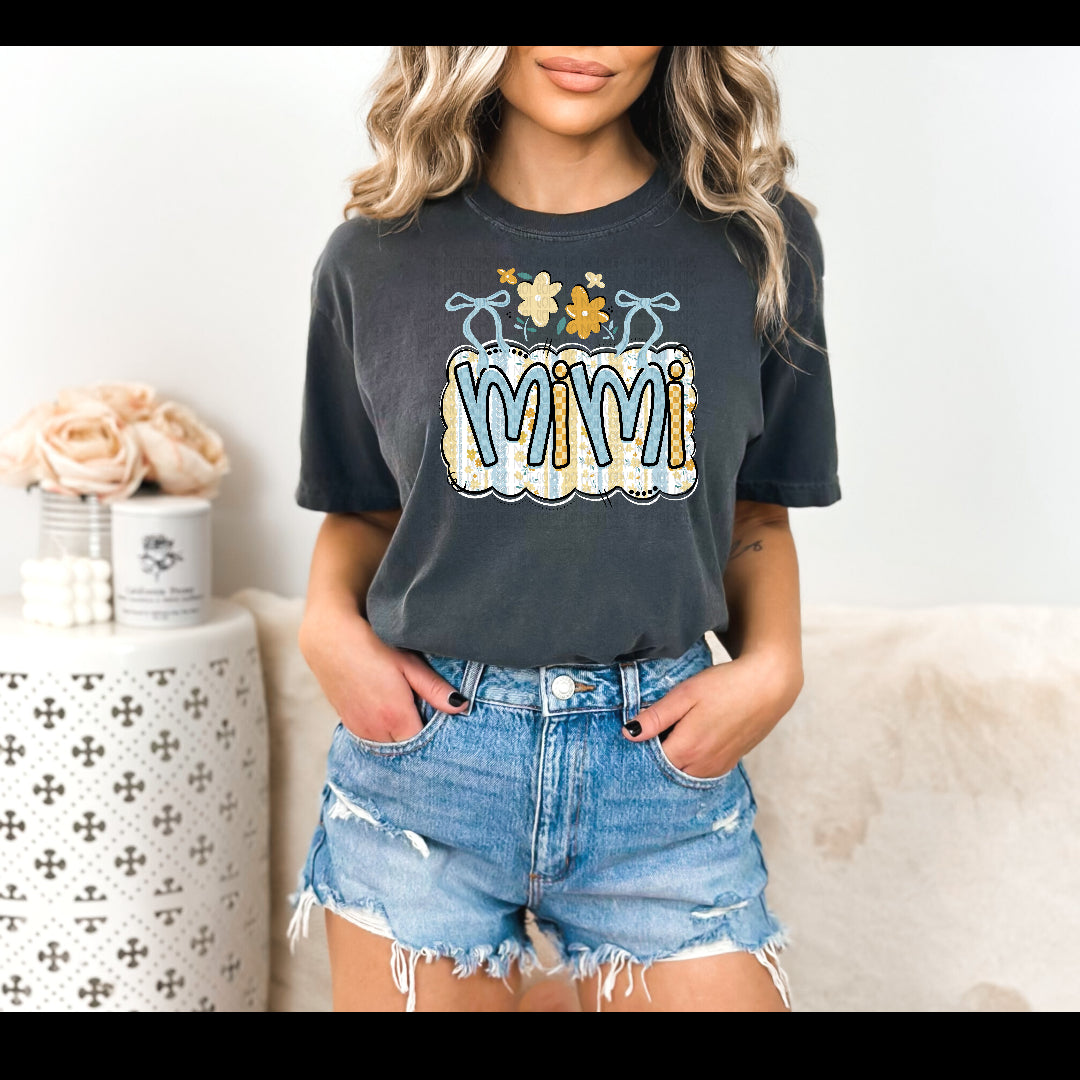 Mimi blue and yellow striped frame (Kai) DTF Transfer