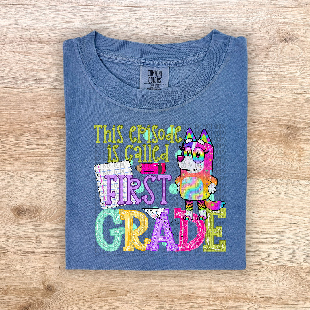 First grade rainbow blue heeler (DKD) DTF Transfer