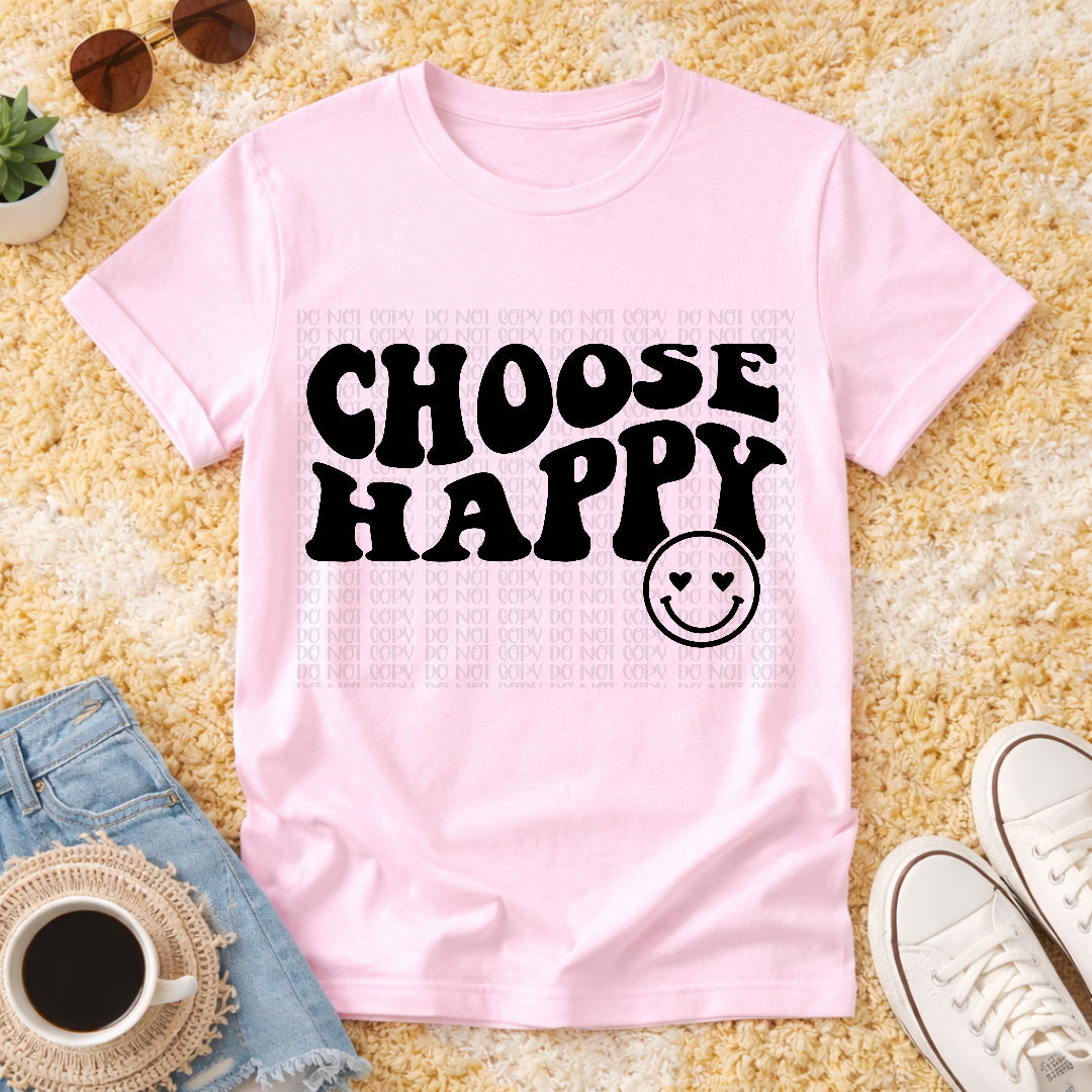 Choose happy BLACK SCREEN PRINT TRANSFER