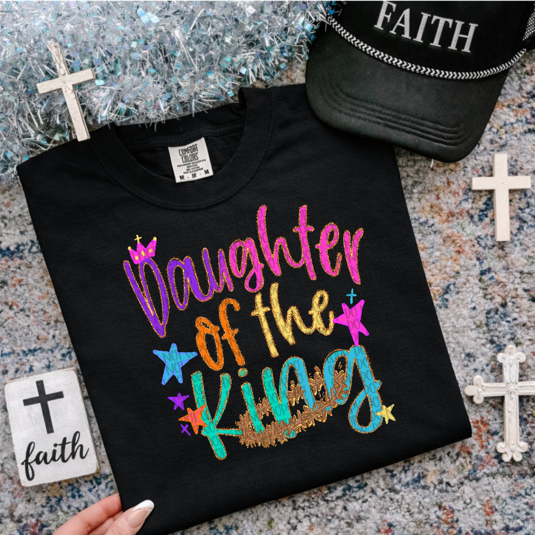 Daughter of the king faux glitter outline (SDD) DTF Transfer