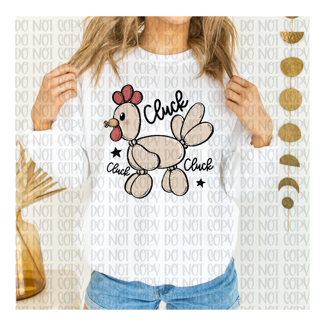 Ballon chicken- cluck cluck (Scarlow) DTF Transfer