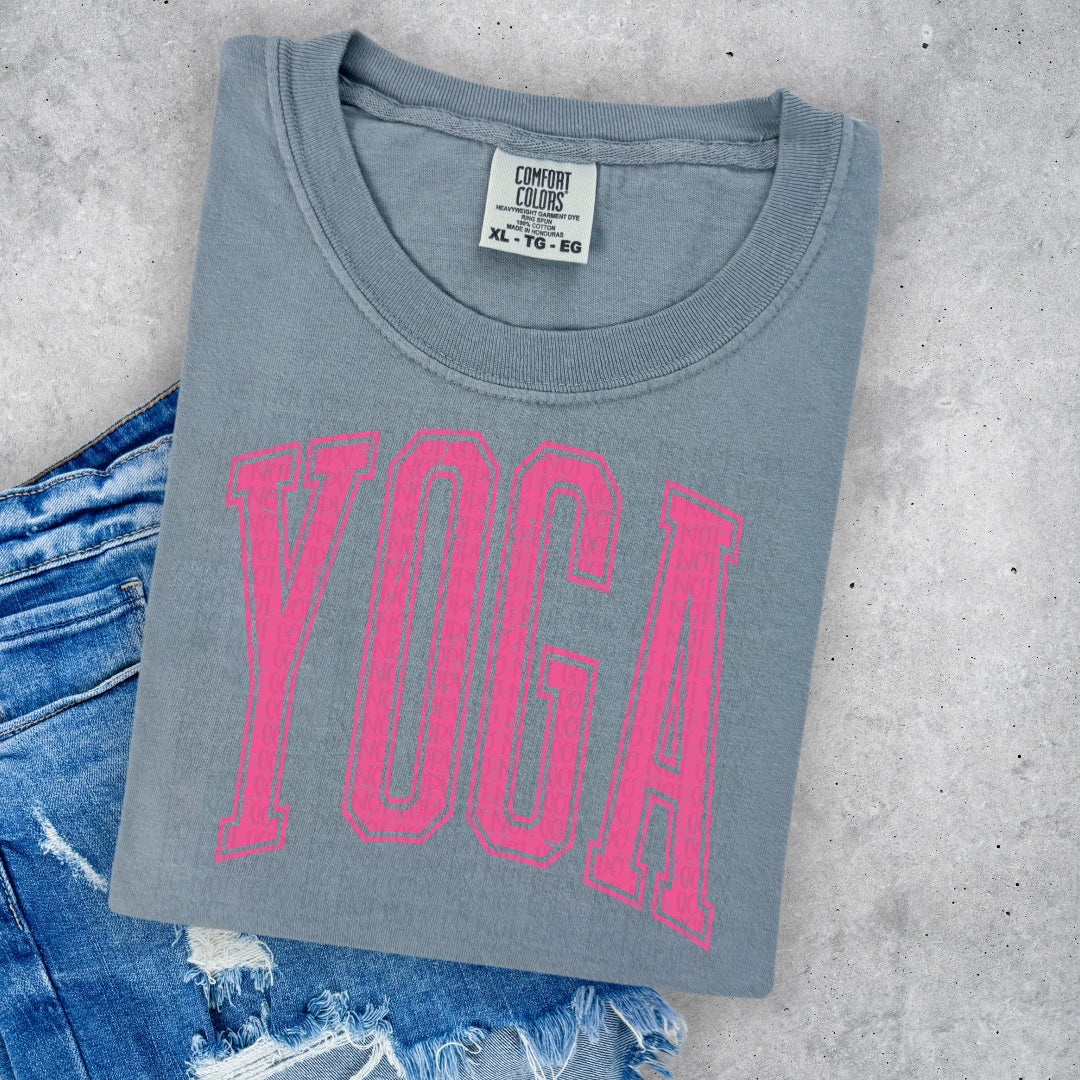 Yoga varsity arched PINK (Scarlow) DTF Transfer