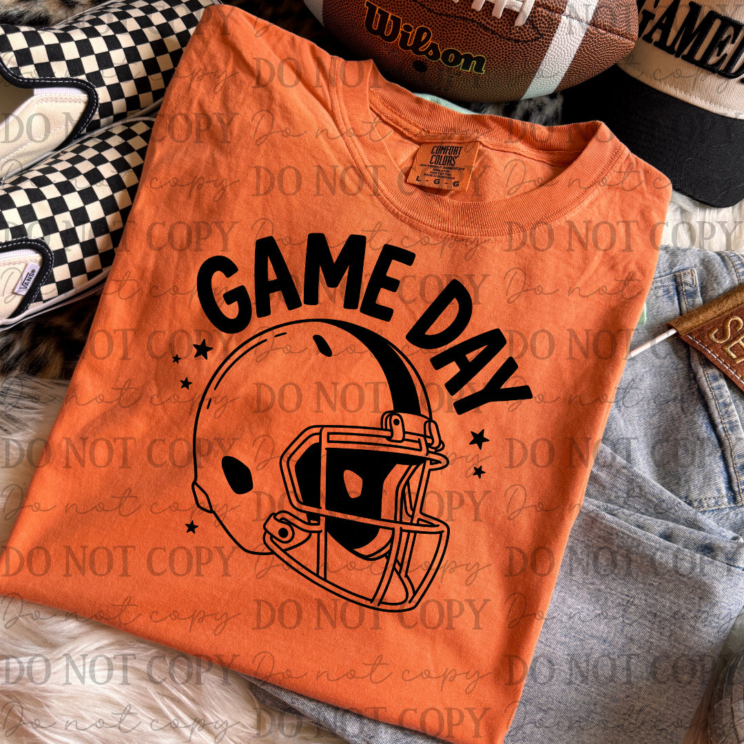 Game Day Helmet Black Stars (CC) DTF transfer