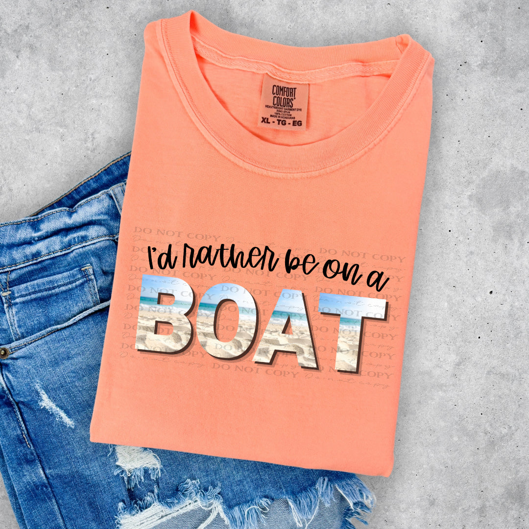 I'd rather be on a boat BLACK light background (Wildflower) DTF Transfer