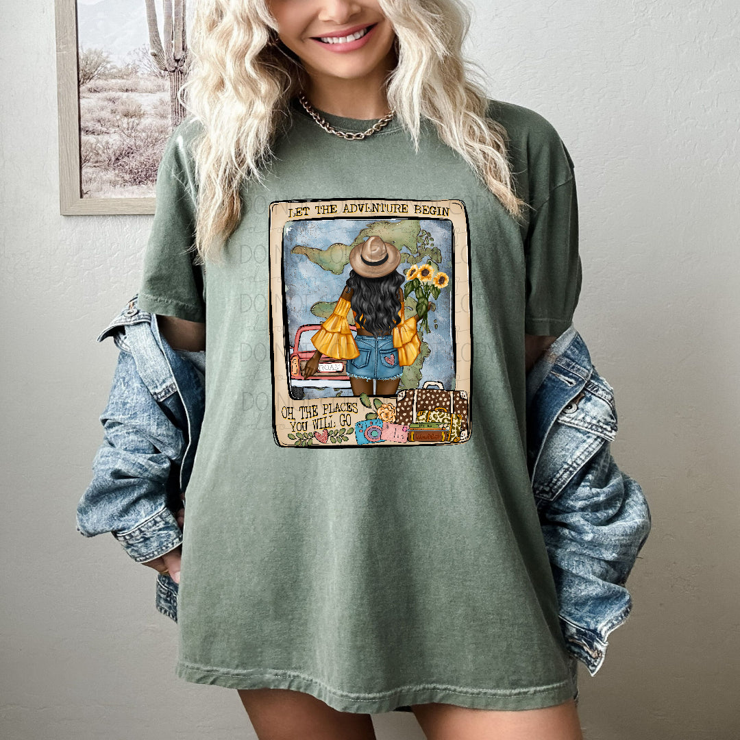 Let the adventure begin black hair (Texasgal) DTF Transfer