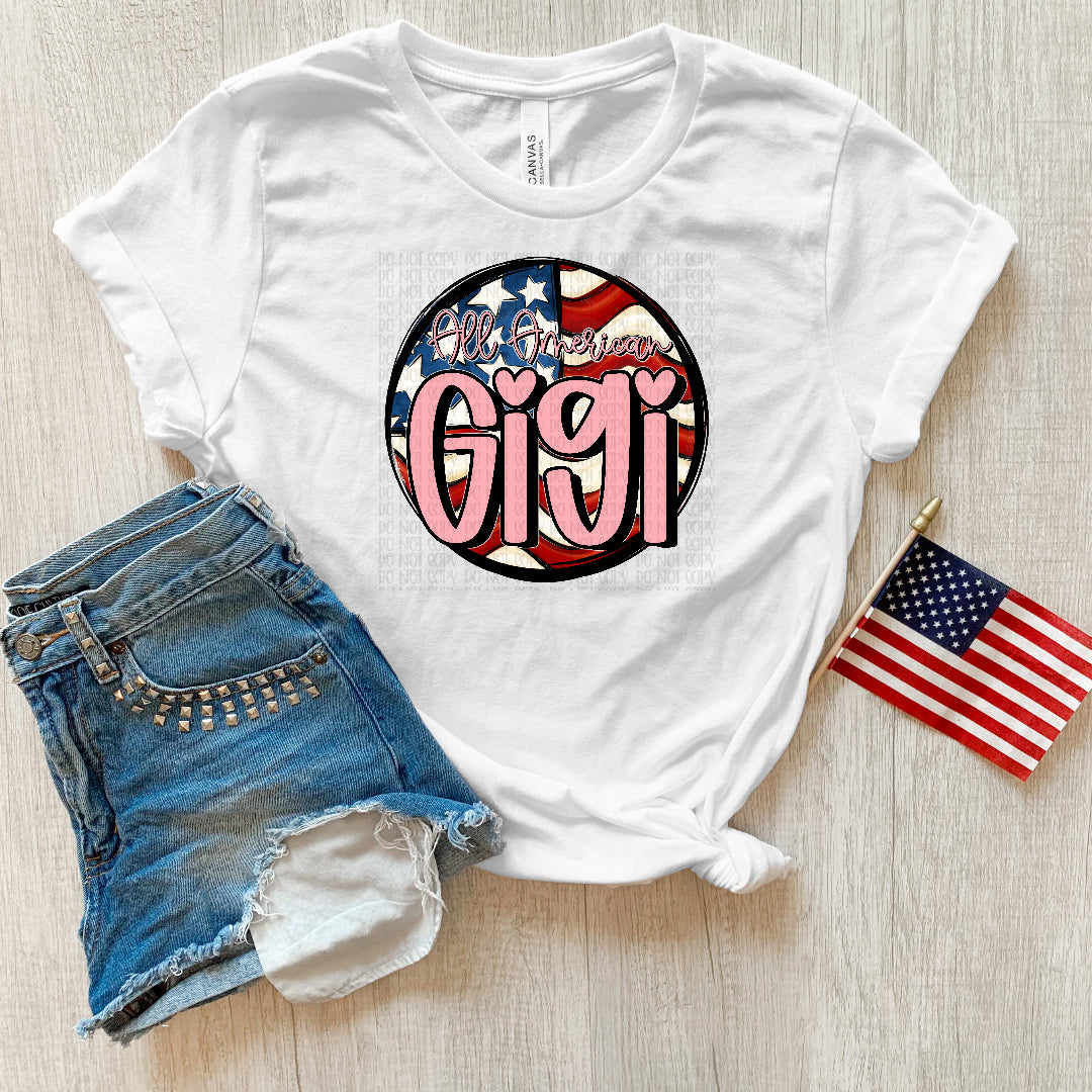 All American gigi flag circle (OHDD) DTF Transfer