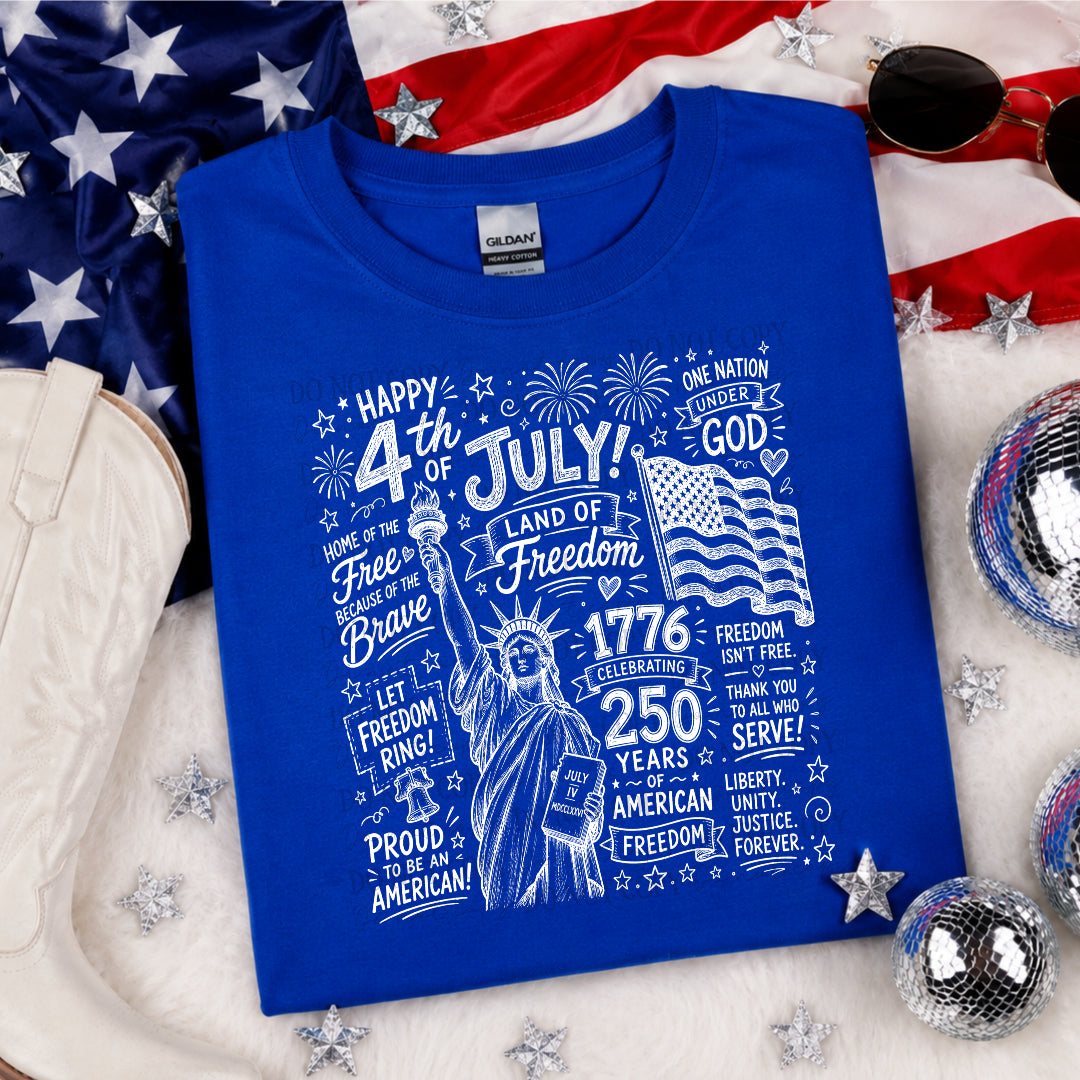 4th of July doodles WHITE (Crafti) DTF Transfer