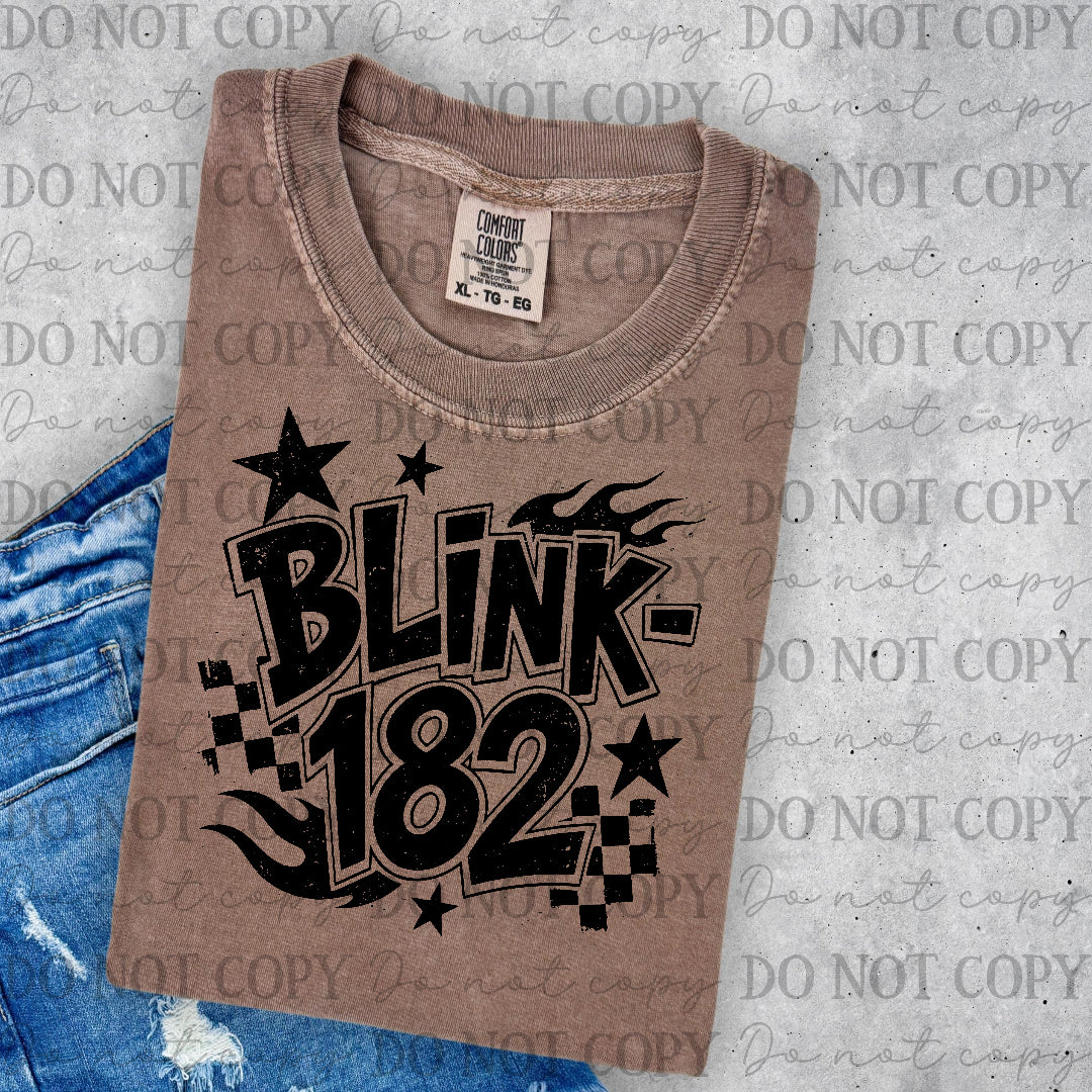 Blink 182 - checkered back ground (Lyttle) DTF Transfer