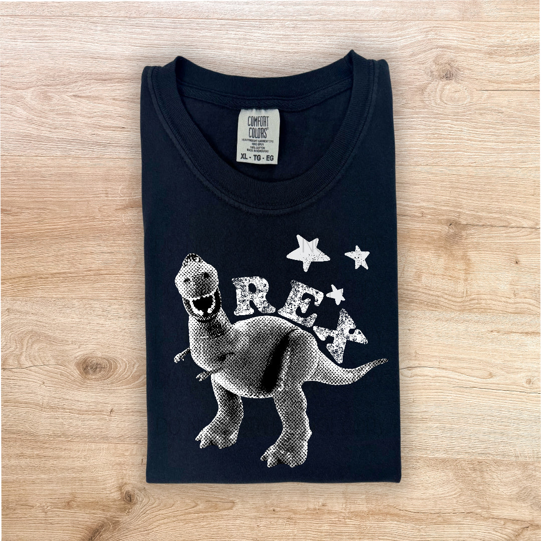 T-rex halftone WHITE Sunday Special DTF transfer
