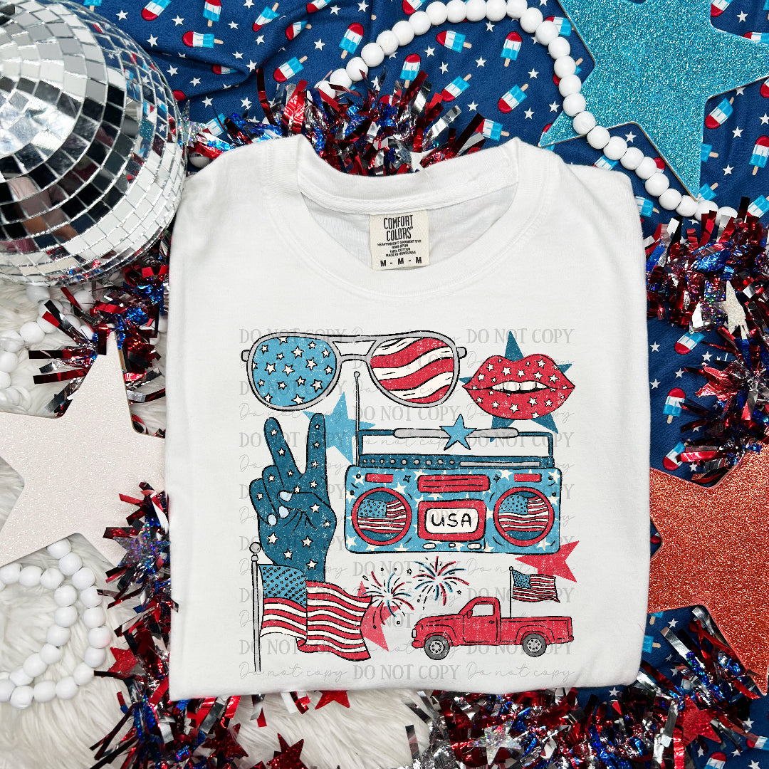 USA distressed collage (Scarlow) DTF Transfer