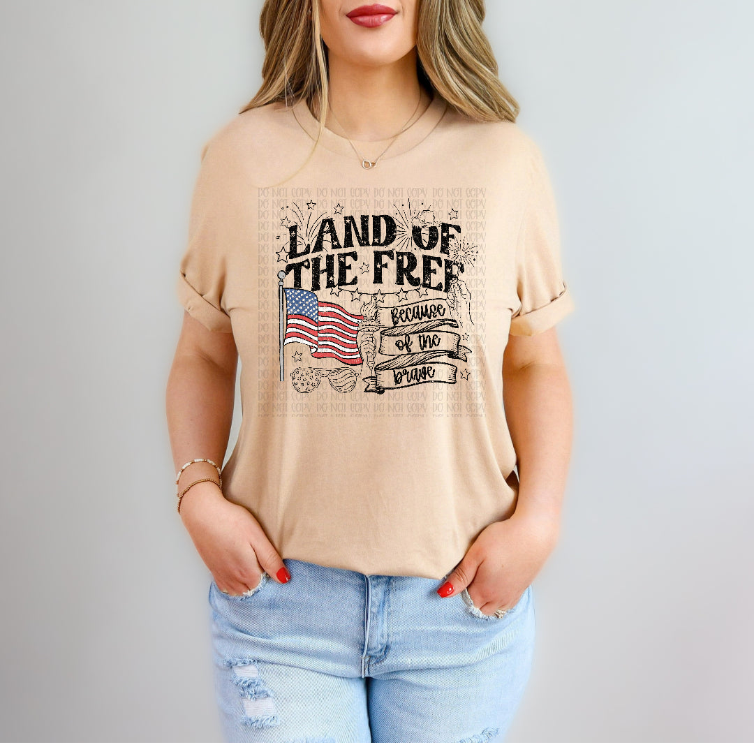 Land of the free because of the brave (black) (Scarlow) DTF Transfer