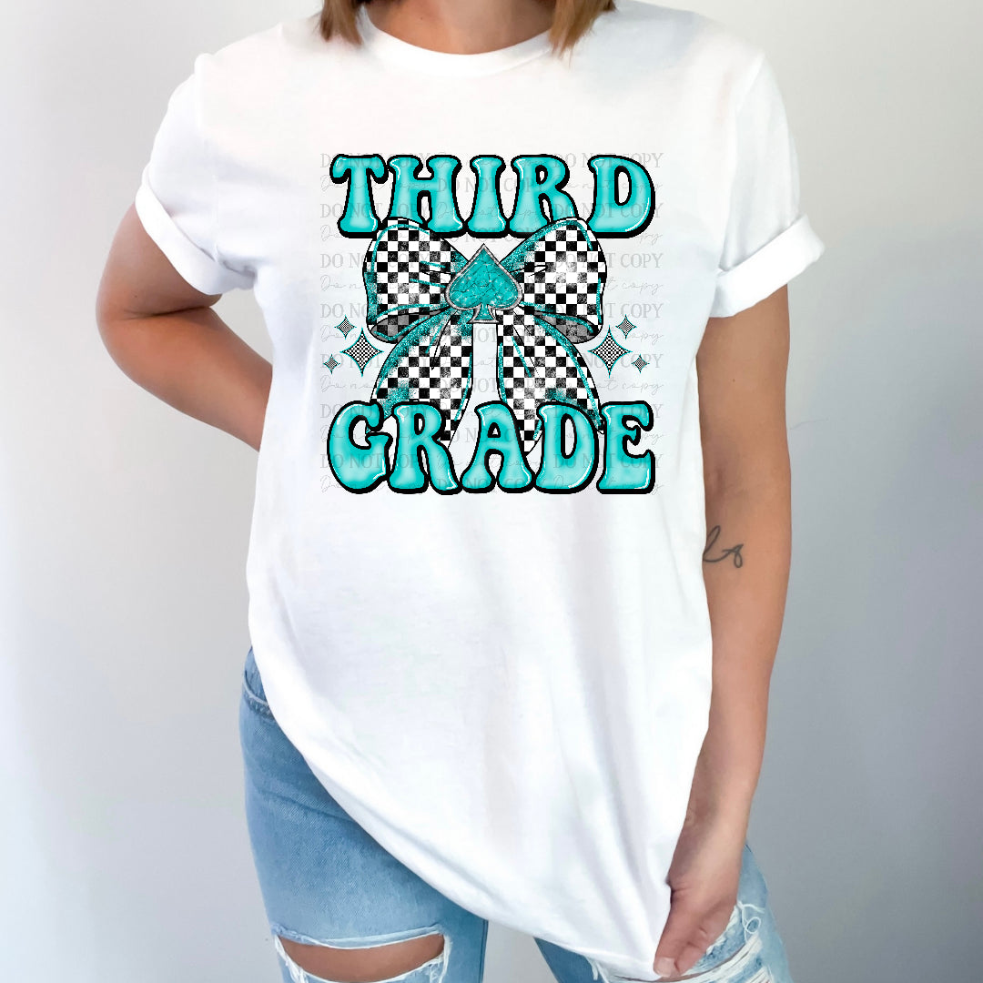Third grade turquoise bow (JBD) DTF Transfer