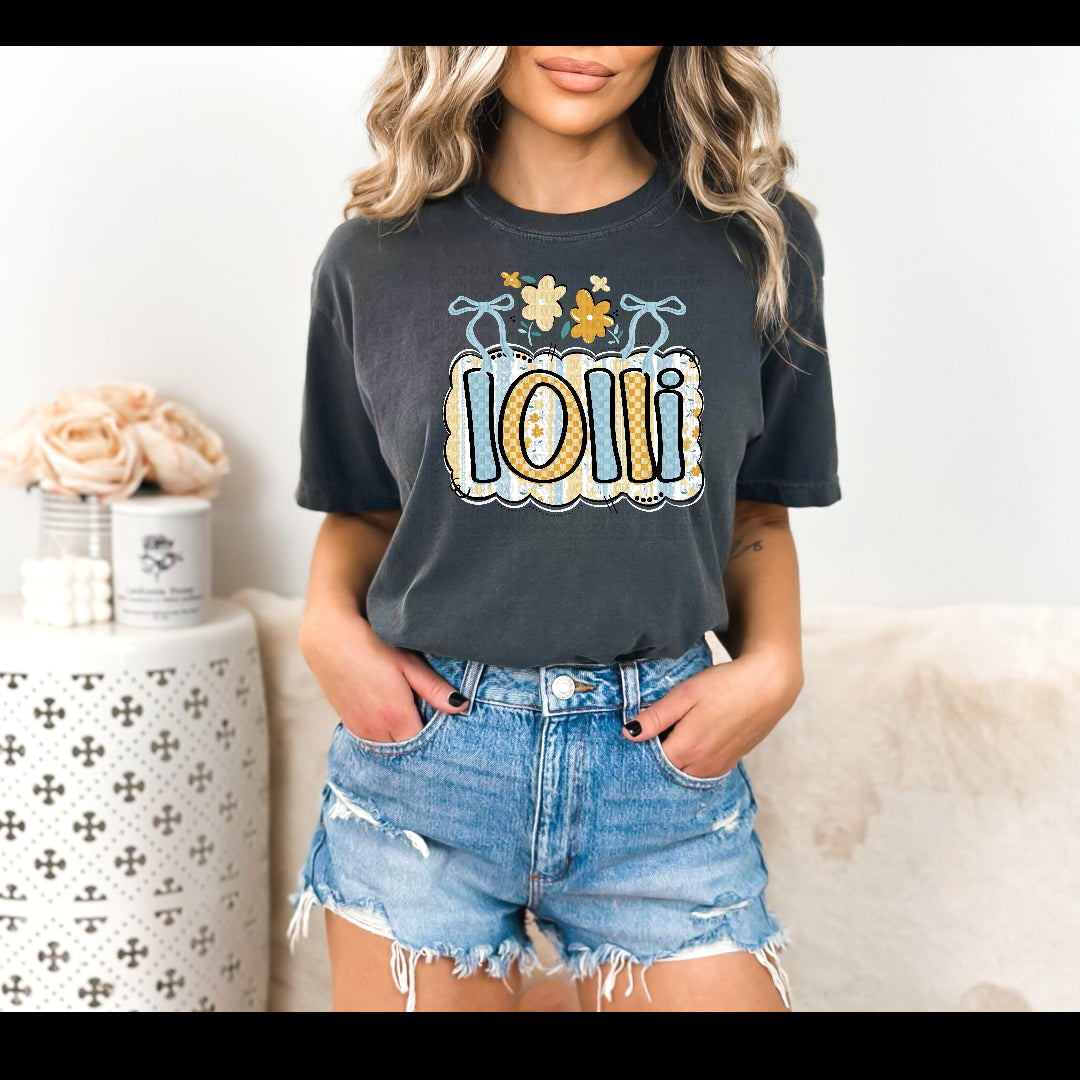 Lolli blue and yellow striped frame (Kai) DTF Transfer