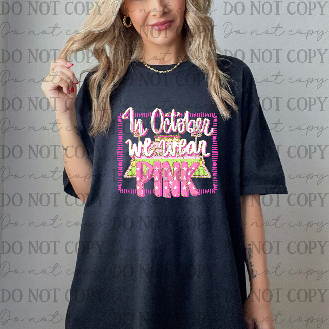 In October we wear pink DTF transfer