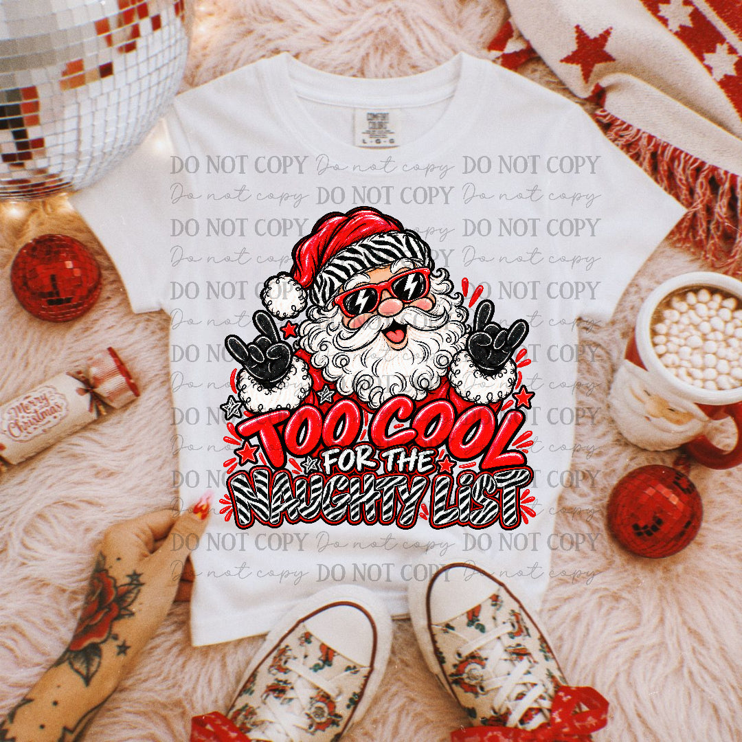 To cool for the naughty list -Santa with rock hands (OHDD) DTF Transfer