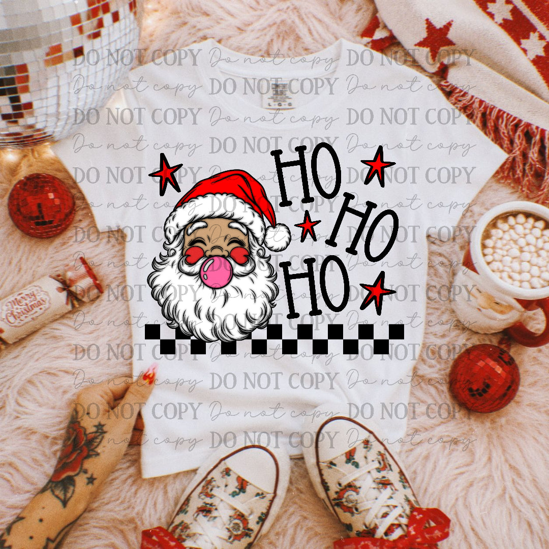 Ho ho ho-Santa blowing bubble-red stars (OHDD) DTF Transfer