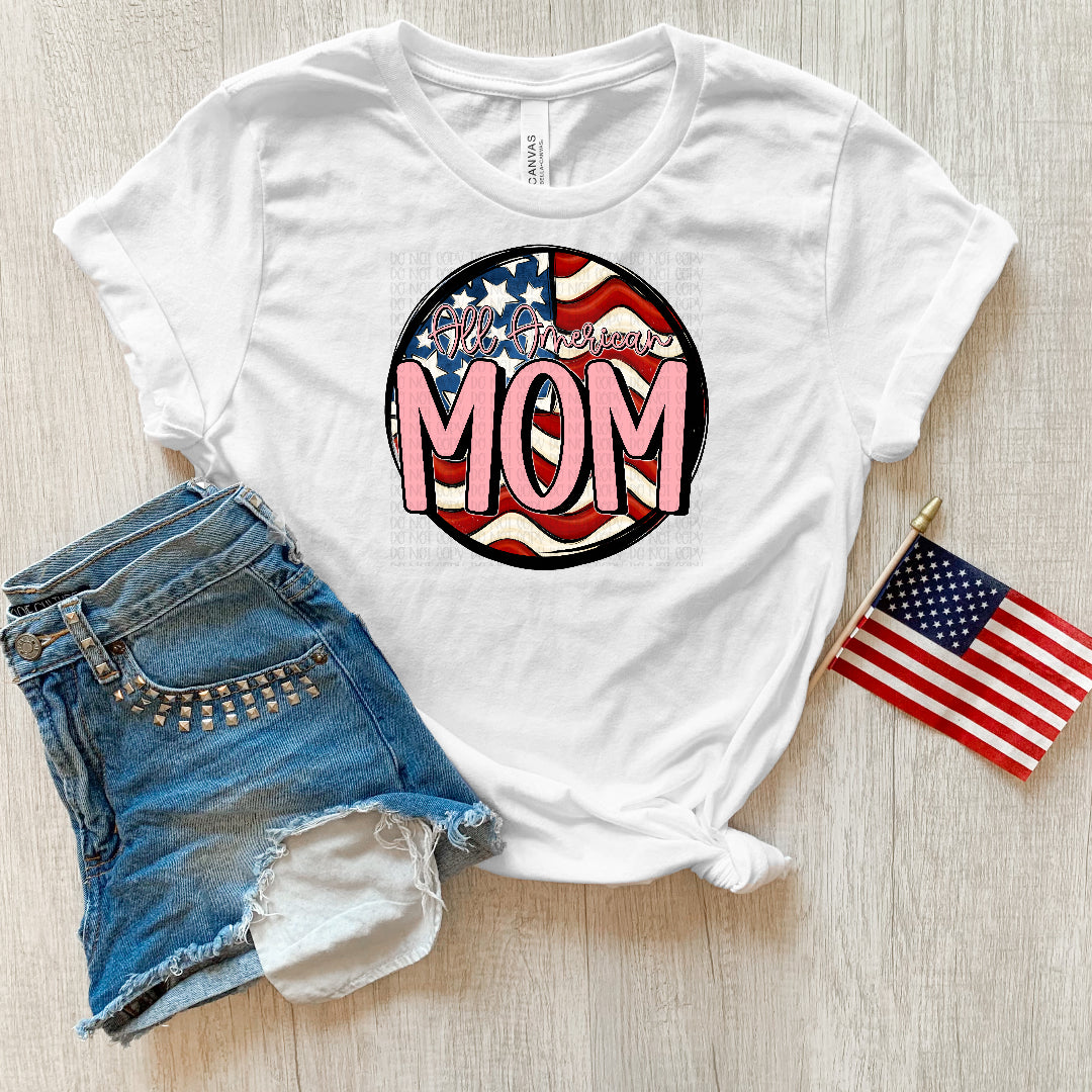 All American mom flag circle (OHDD) DTF Transfer