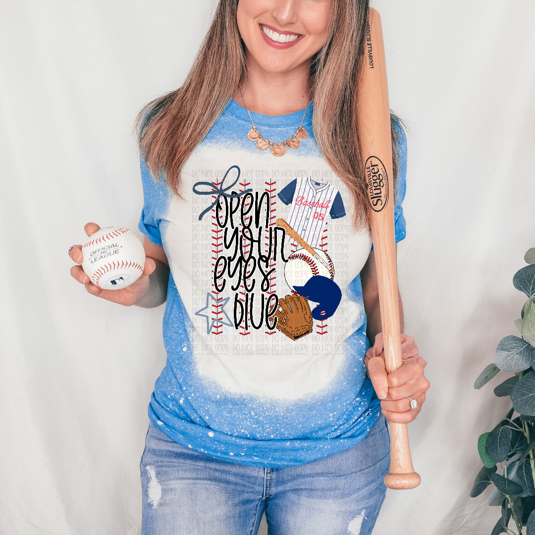 Open your eyes blue baseball (Wildflower Wrangler) DTF Transfer