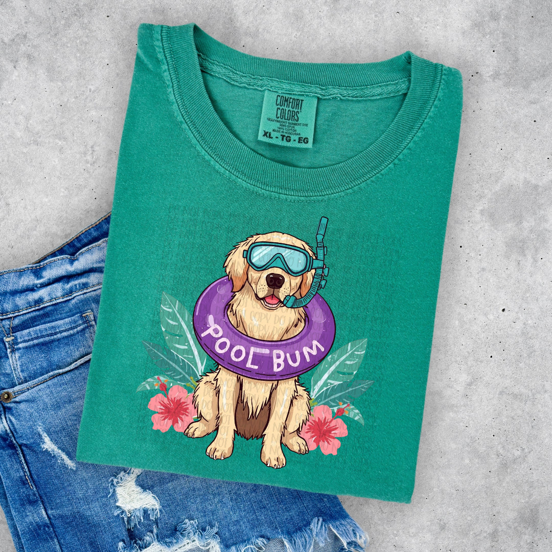 Pool bum golden retriever (CSG) DTF Transfer