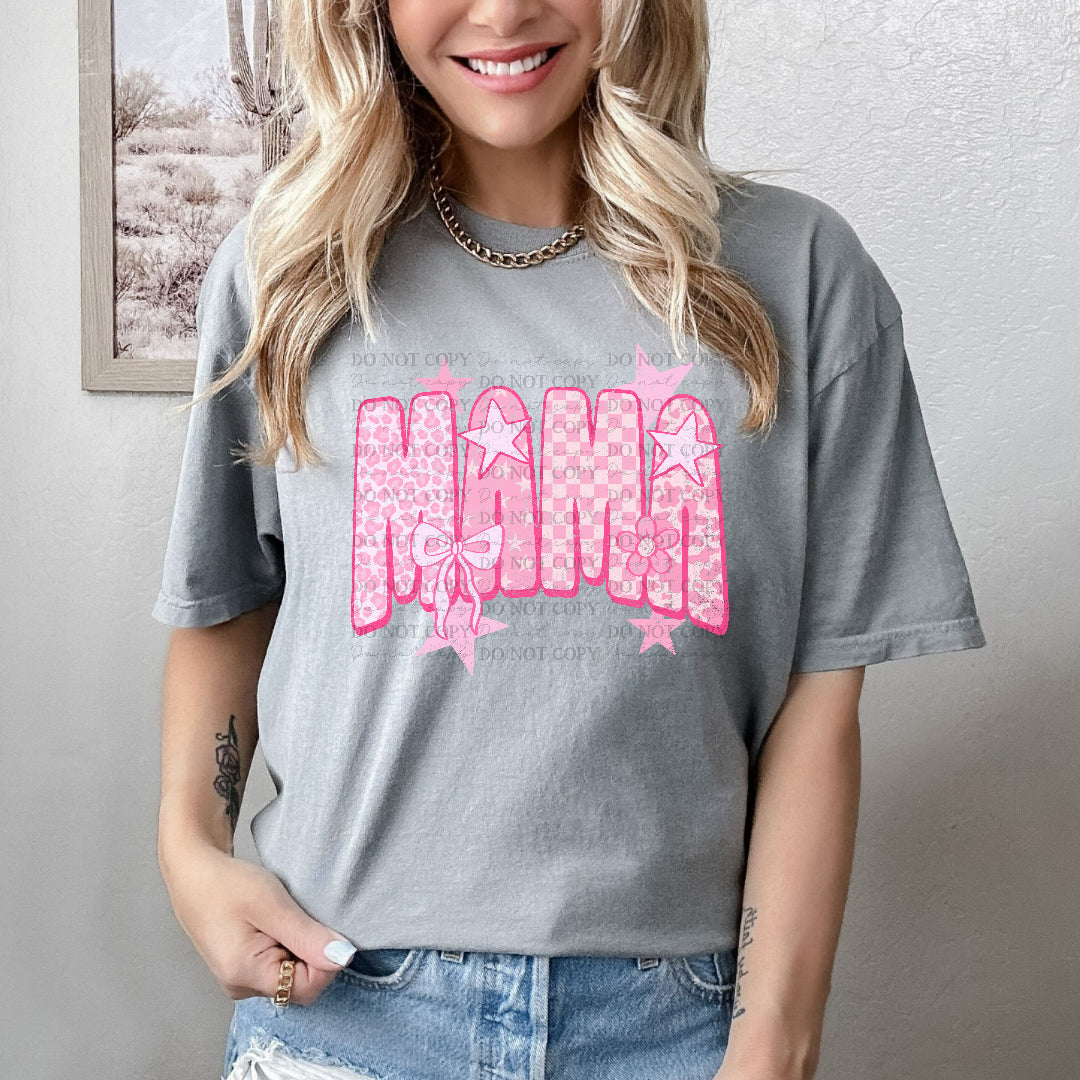 Mama pink leopard and checkered (Scarlow) DTF Transfer
