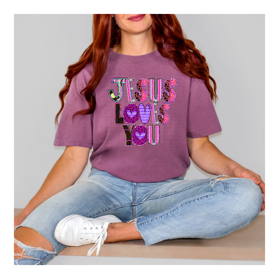 Jesus loves you PURPLE (OHDD) dtf transfer