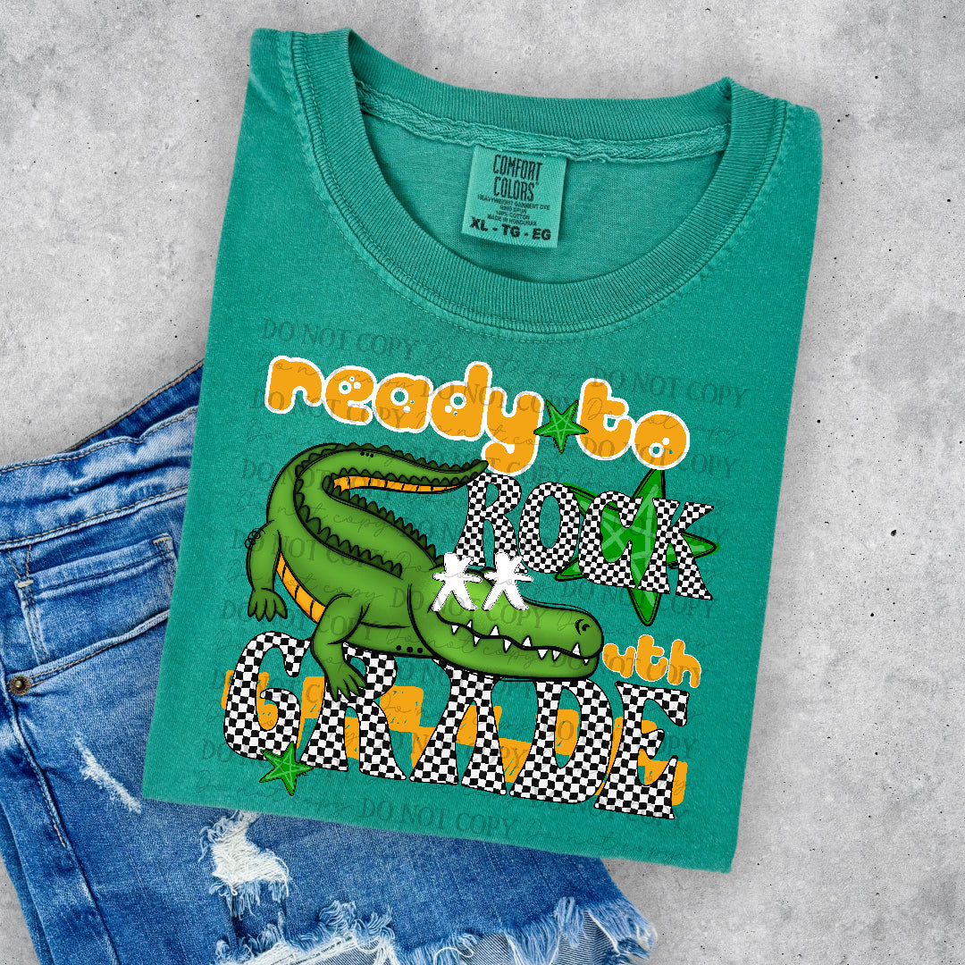 Ready to rock 4th grade yellow words (DKD) DTF Transfer