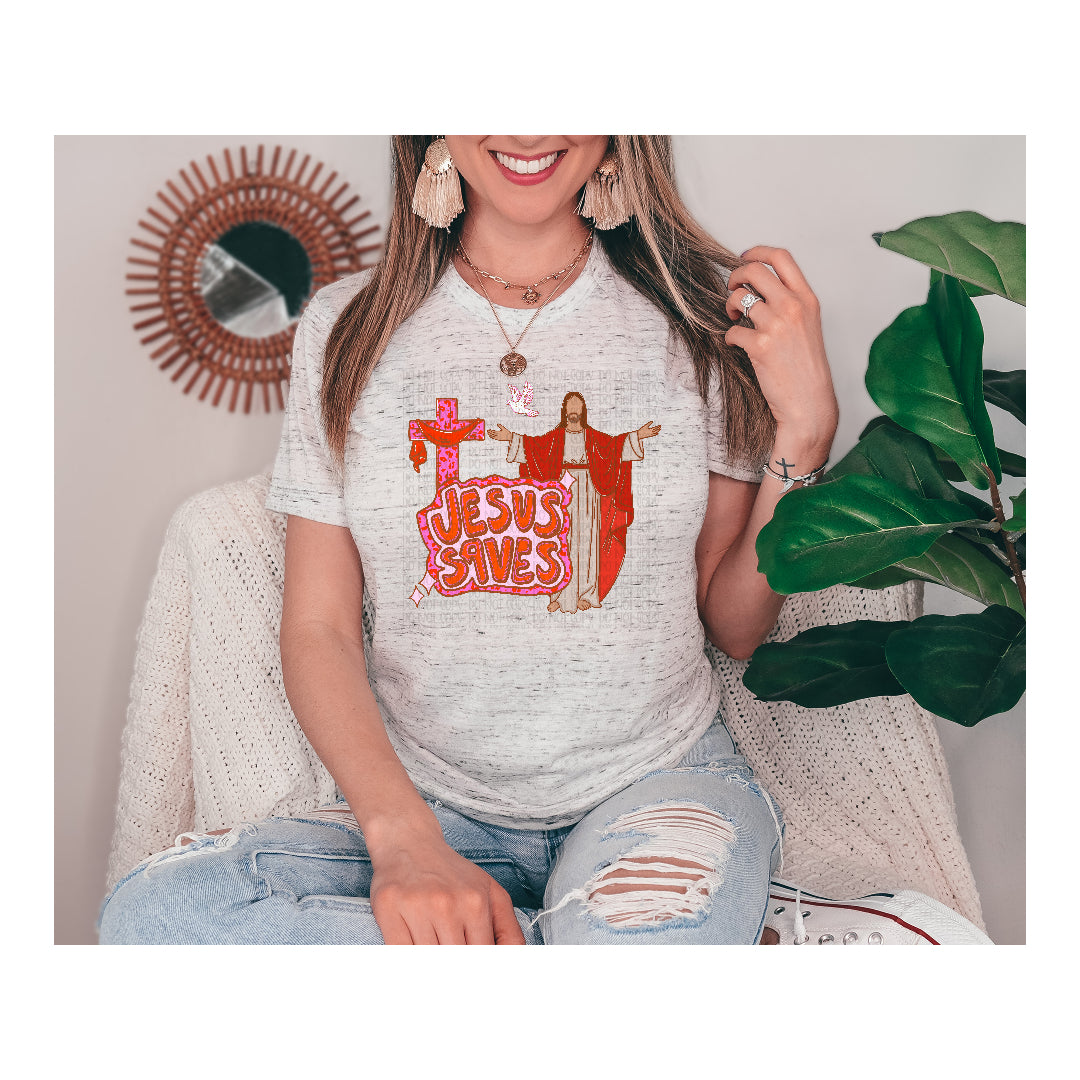 Jesus saves leopard cross (OHDD) DTF Transfer
