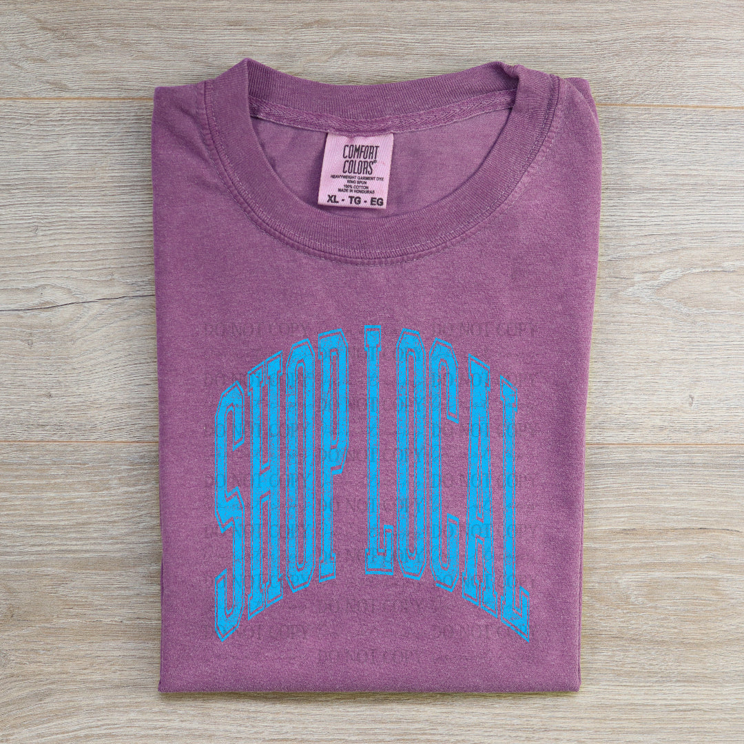 Shop local arched blue distressed (Scarlow) DTF Transfer
