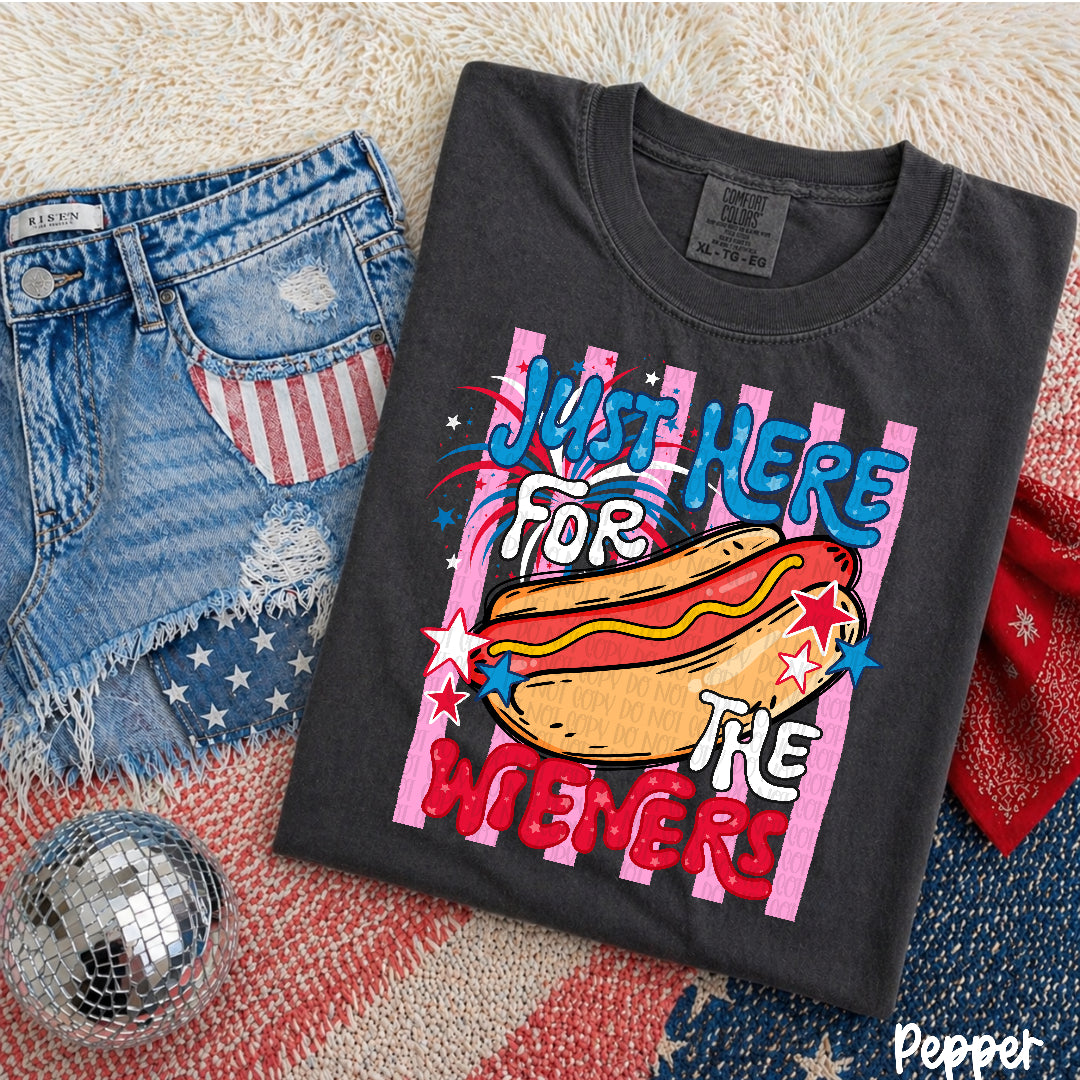 Just here for the wieners PINK strips (Carter) DTF Transfer