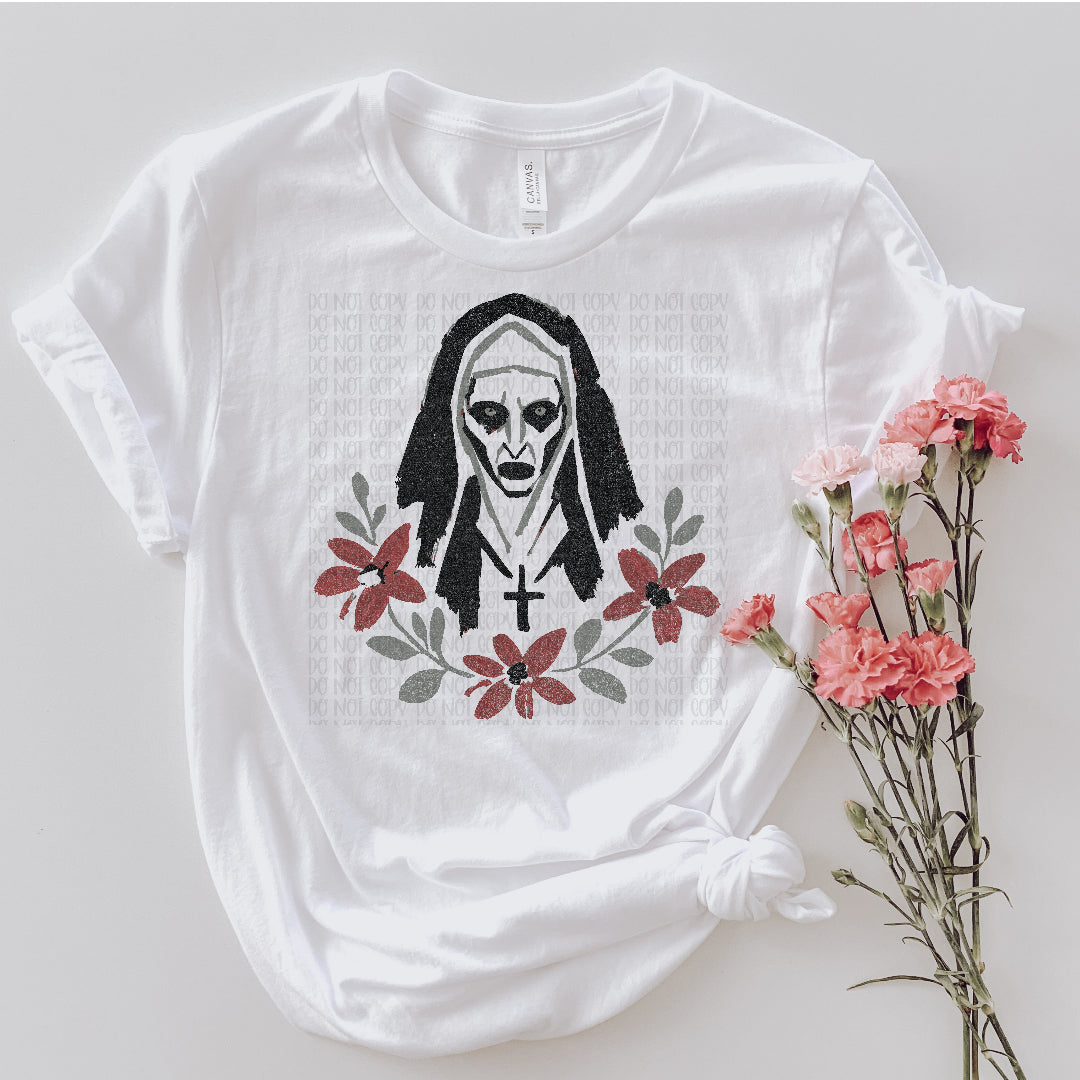 Nun floral doodle (Unhinged) DTF Transfer