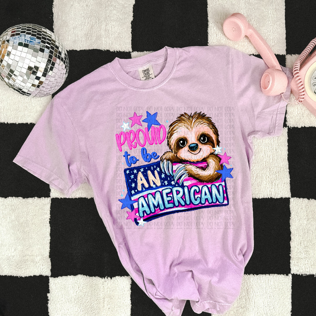 Proud to be an American sloth (SSD) DTF Transfer
