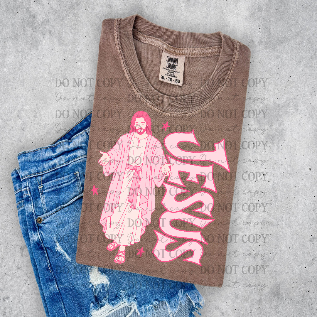 Jesus- PINK with small pink stars (OHDD) DTF Transfer