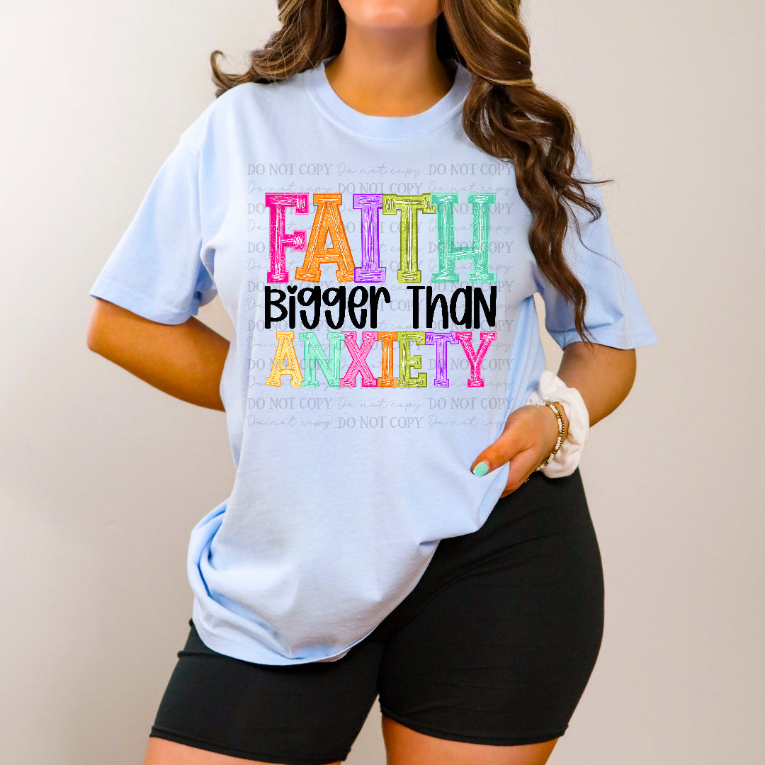 Faith bigger than anxiety BLACK (Vehement) DTF Transfer