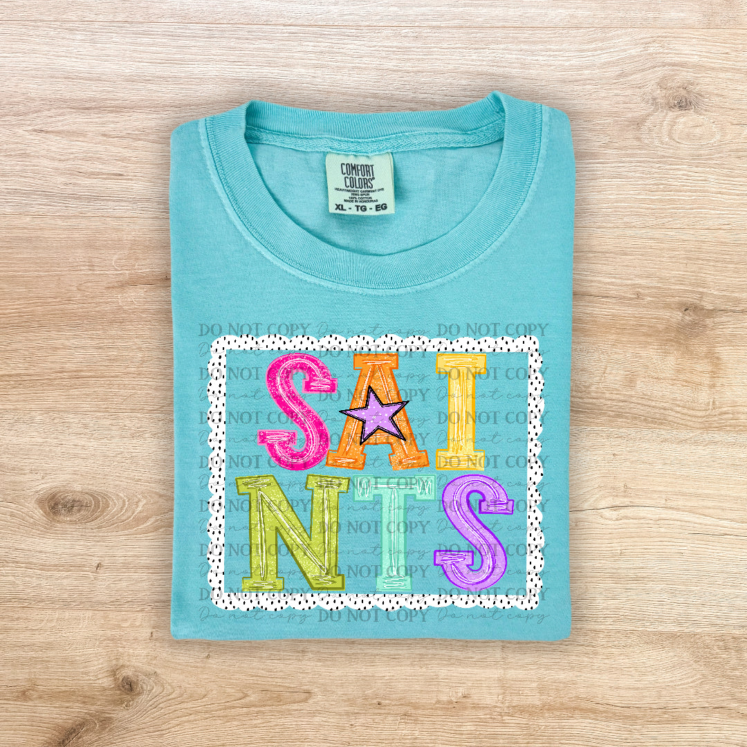 Saints polka dot scalloped frame (Carter)DTF Transfer