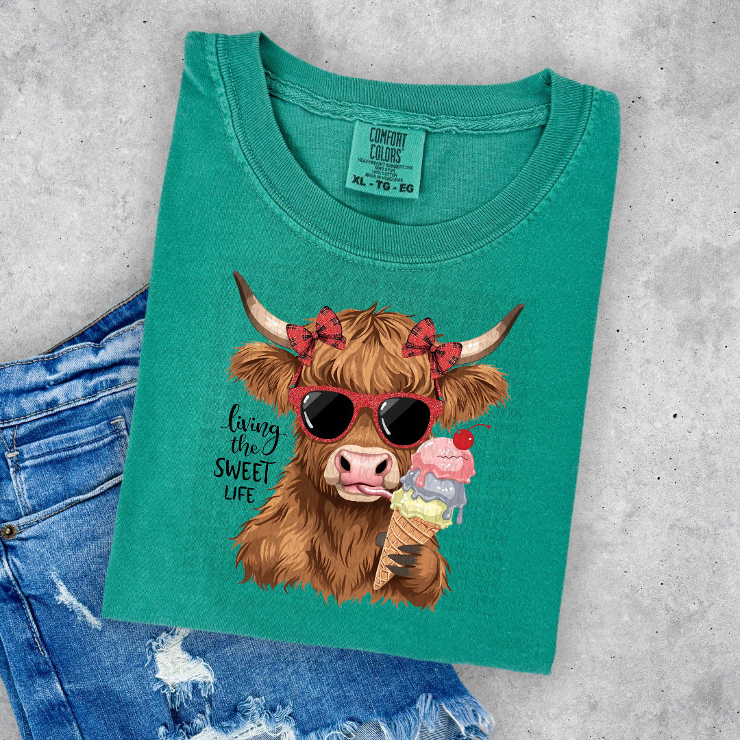 Living the sweet life highland cow (CSG) DTF Transfer