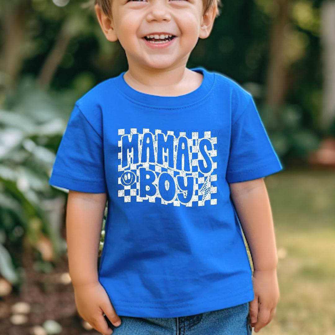 Mama's boy WHITE checkered (Scarlow) DTF Transfer
