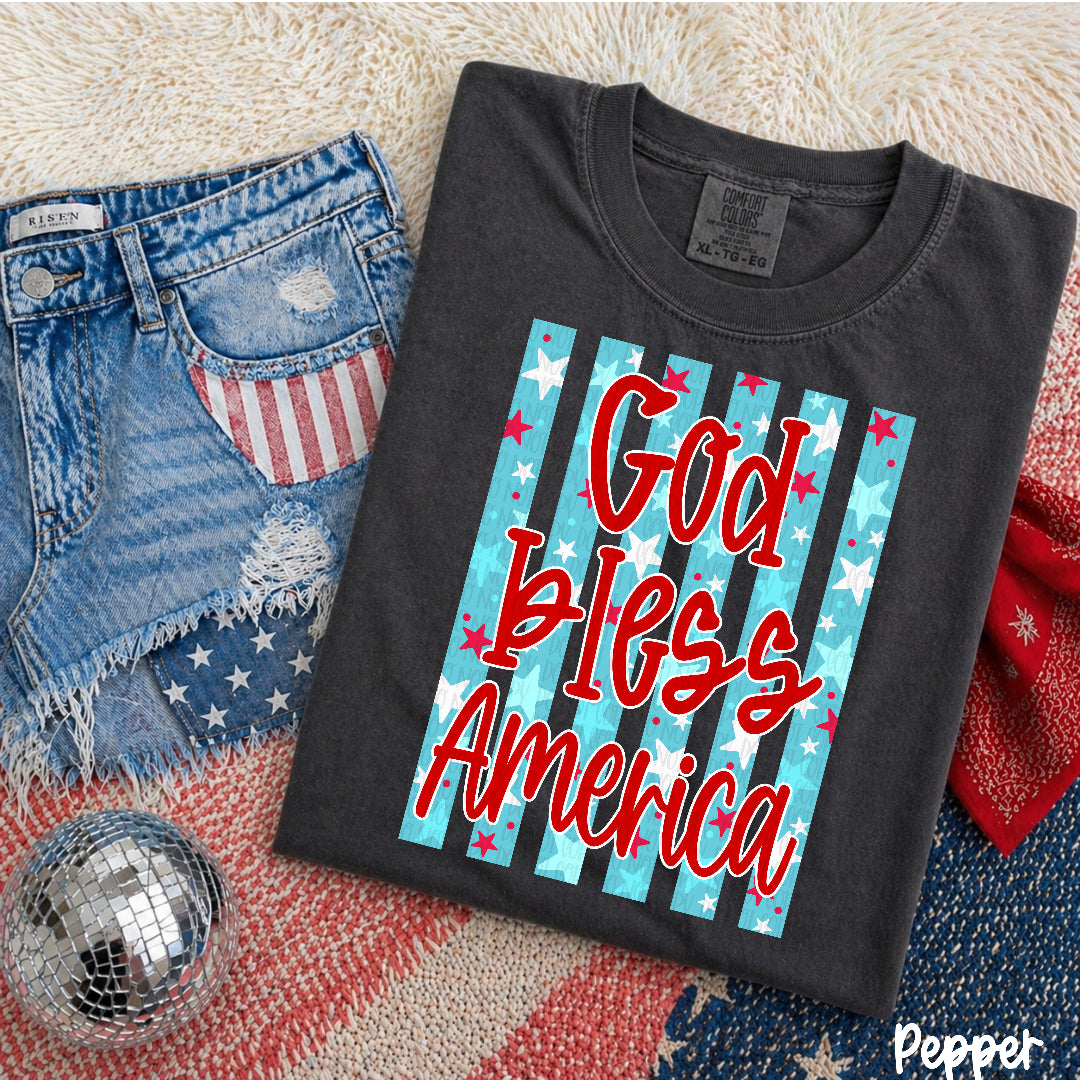 God bless America star filled stripes (Carter) DTF Transfer