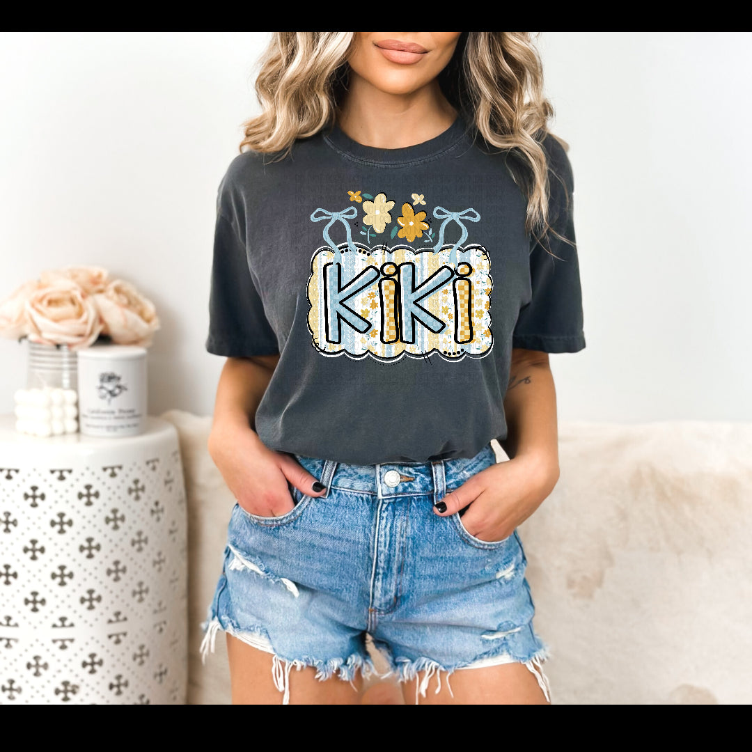 Kiki blue and yellow striped frame (Kai) DTF Transfer