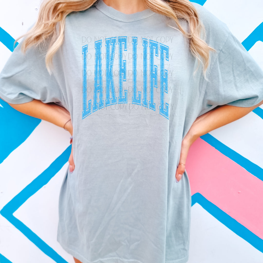 Lake life varsity arched BLUE (Scarlow) DTF Transfer