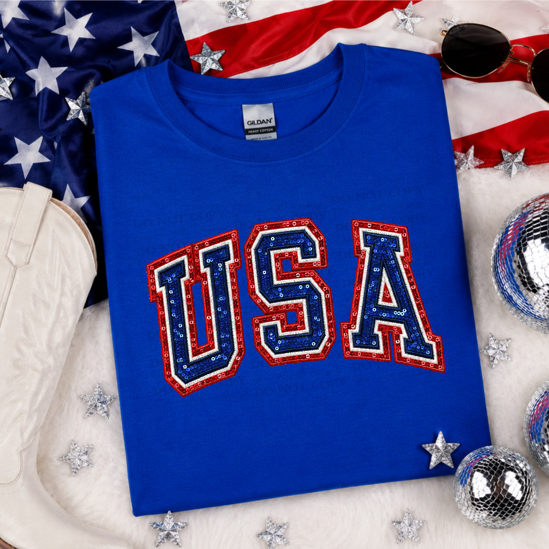 Faux sequins USA red outline (Crafti) DTF Transfer
