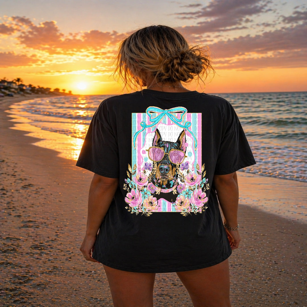 Doberman floral (SSD) DTF transfer