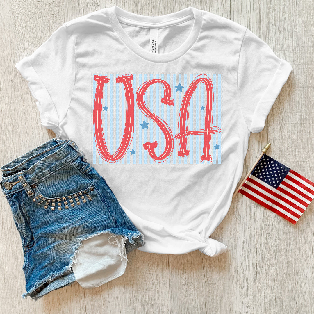 USA brushstroke BLUE stripes (Scarlow) DTF Transfer