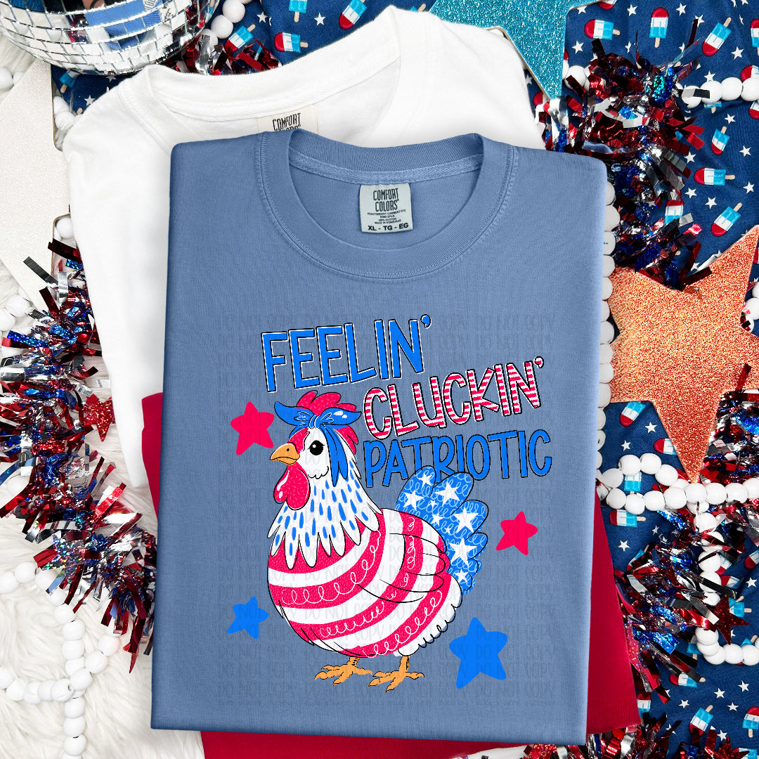 Feelin' cluckin' patriotic chicken (AG) DTF Transfer