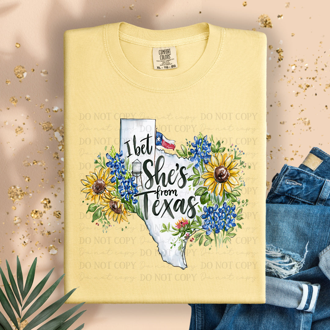 I bet she's from Texas (Texasgal) DTF Transfer