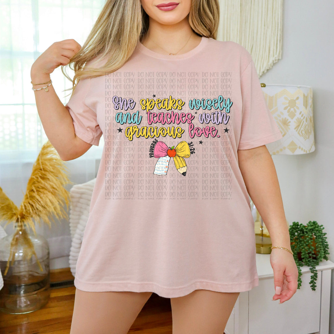 She speaks wisely and teaches with gracious love (Scarlow) DTF Transfer