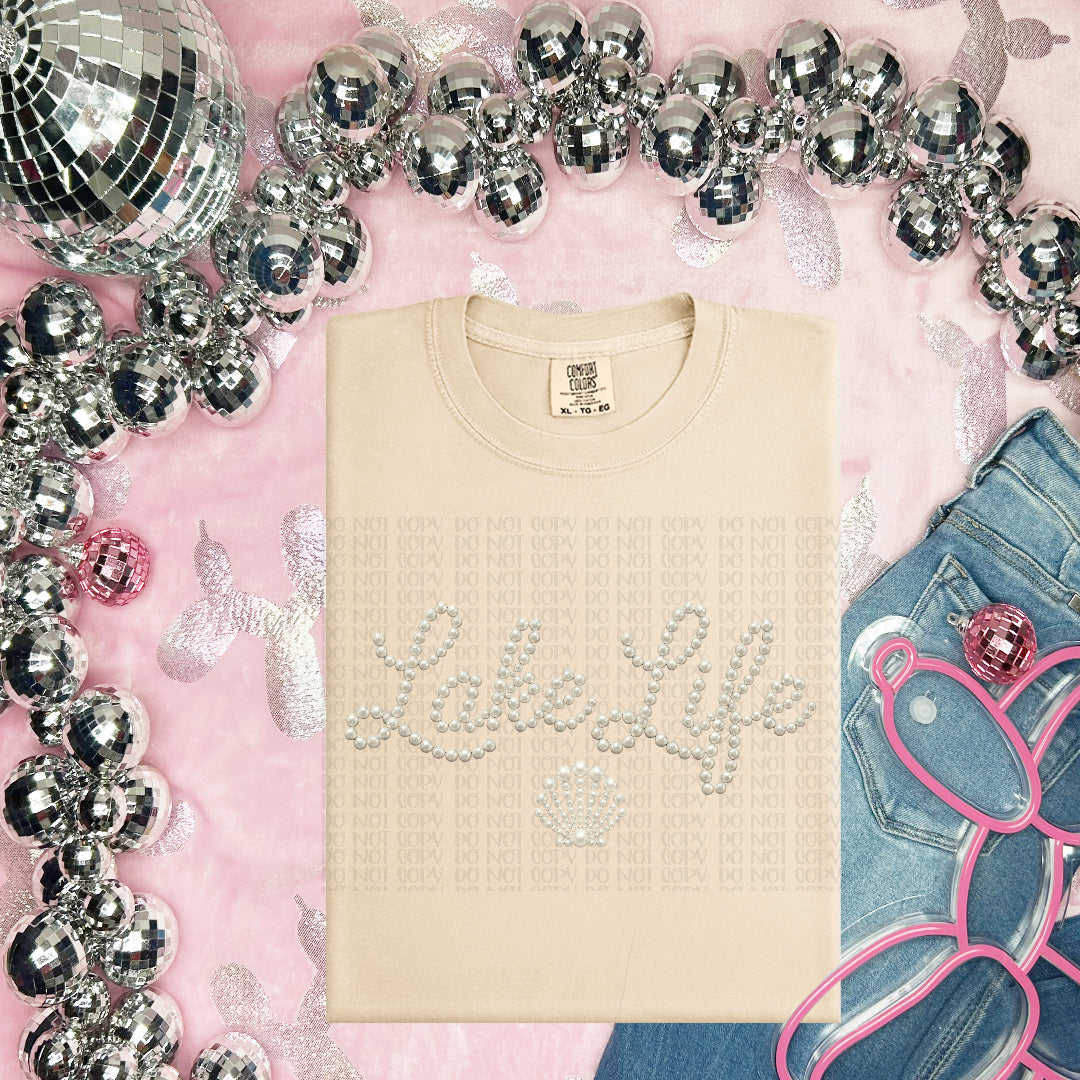 Lake life gold pearls DTF transfer
