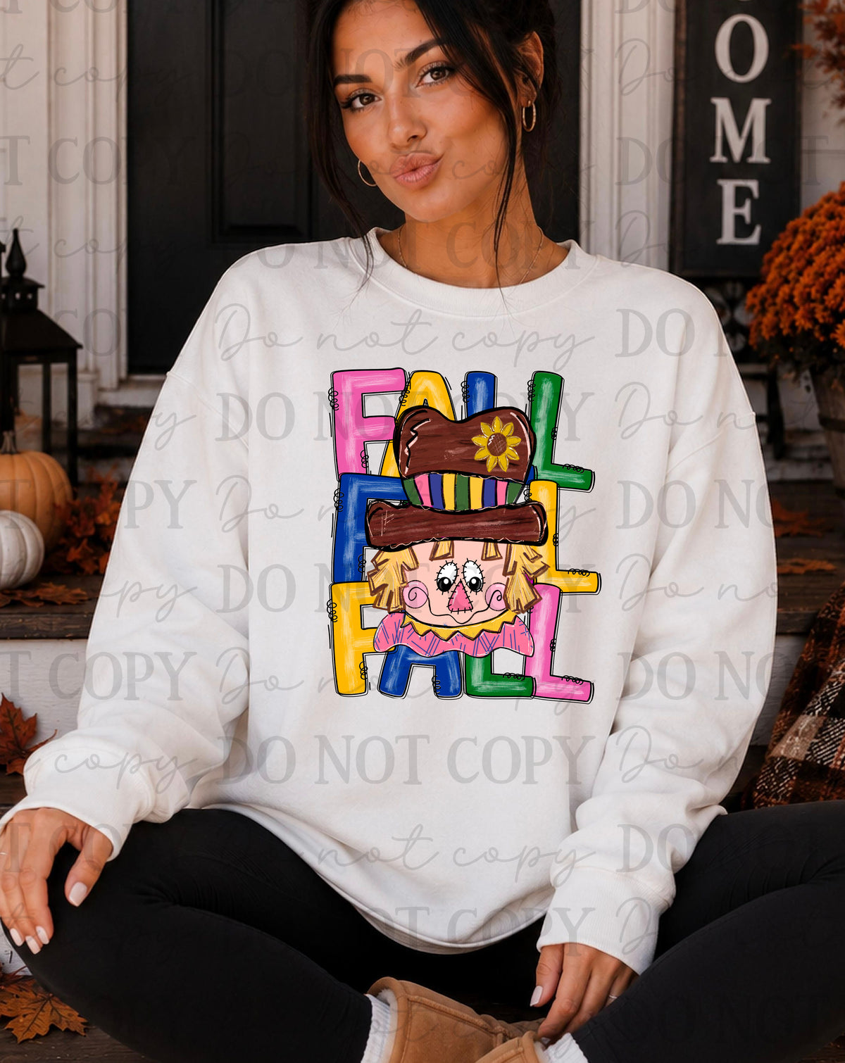 Fall scarecrow stacked (Texas Gal) DTF Transfer