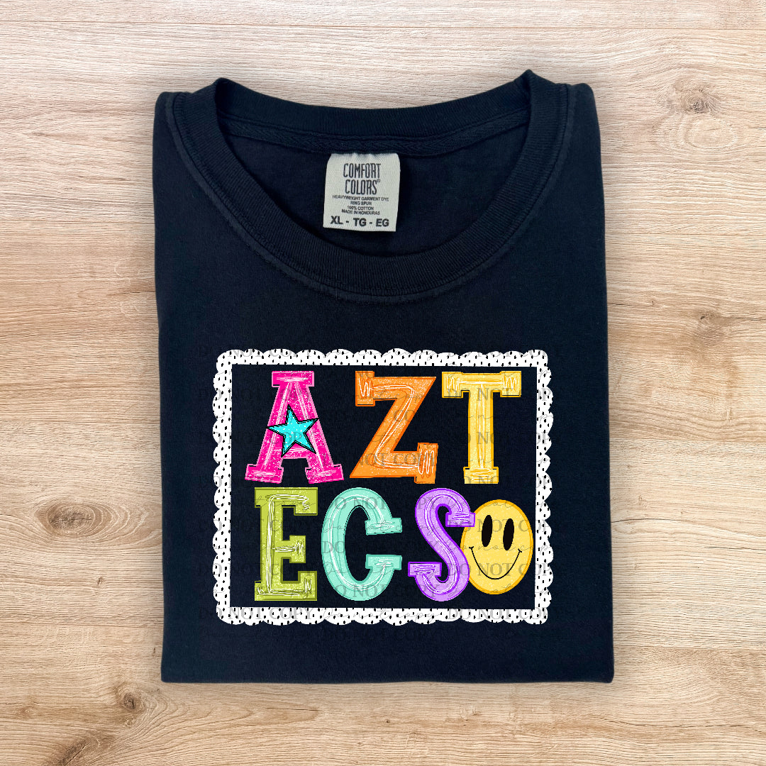 Aztecs polka dot scalloped frame (Carter)DTF Transfer