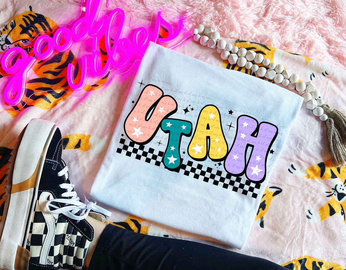 Utah Colorful Groovy Font 89135 DTF Transfer